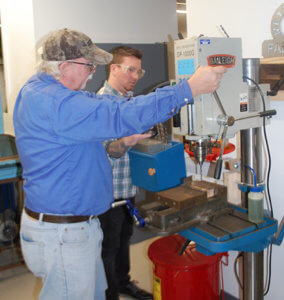 Students using a drill press