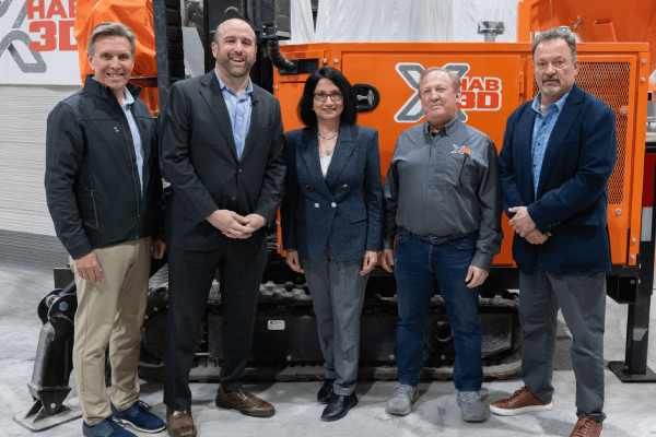 Group photo of DCED Secretary Rick Siger with project stakeholders and local officials at X-Hab 3D